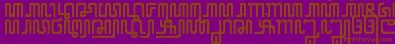 XCodeFromEast-fontti – ruskeat fontit violetilla taustalla
