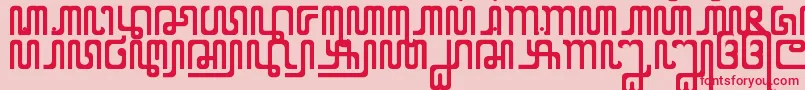 XCodeFromEast-fontti – punaiset fontit vaaleanpunaisella taustalla