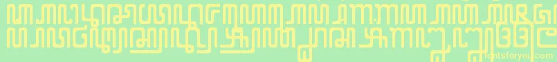 XCodeFromEast-Schriftart – Gelbe Schriften auf grünem Hintergrund