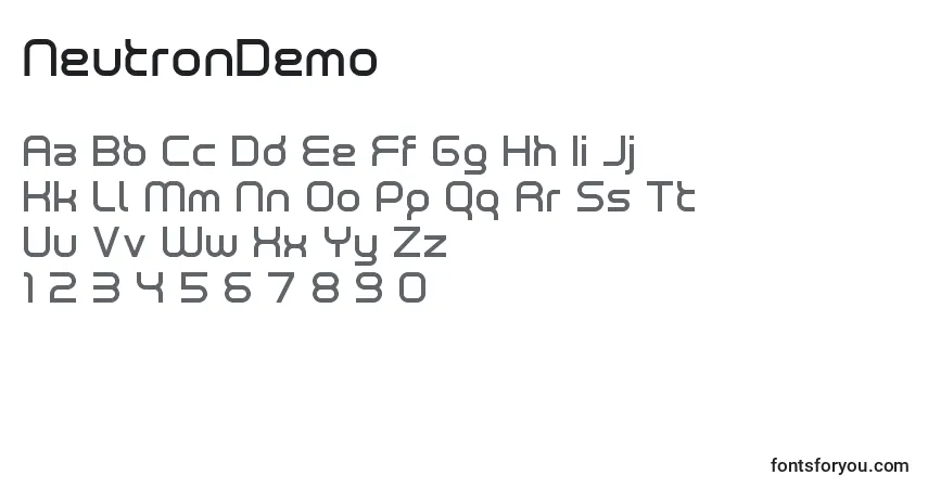 Schriftart NeutronDemo – Alphabet, Zahlen, spezielle Symbole