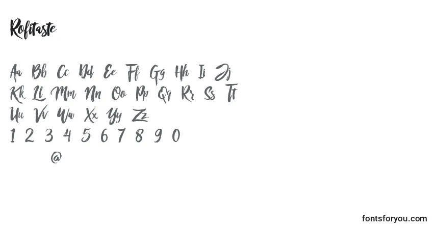 Schriftart Rofitaste – Alphabet, Zahlen, spezielle Symbole