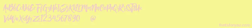 Rofitaste-Schriftart – Rosa Schriften auf gelbem Hintergrund