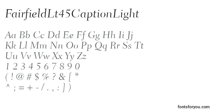 Fuente FairfieldLt45CaptionLight - alfabeto, números, caracteres especiales