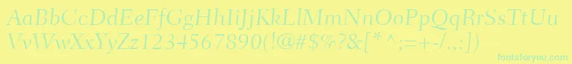 FairfieldLt45CaptionLight-fontti – vihreät fontit keltaisella taustalla