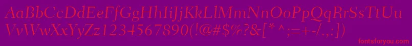 Police FairfieldLt45CaptionLight – polices rouges sur fond violet