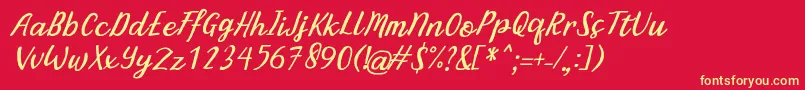 BintarItalic Font – Yellow Fonts on Red Background