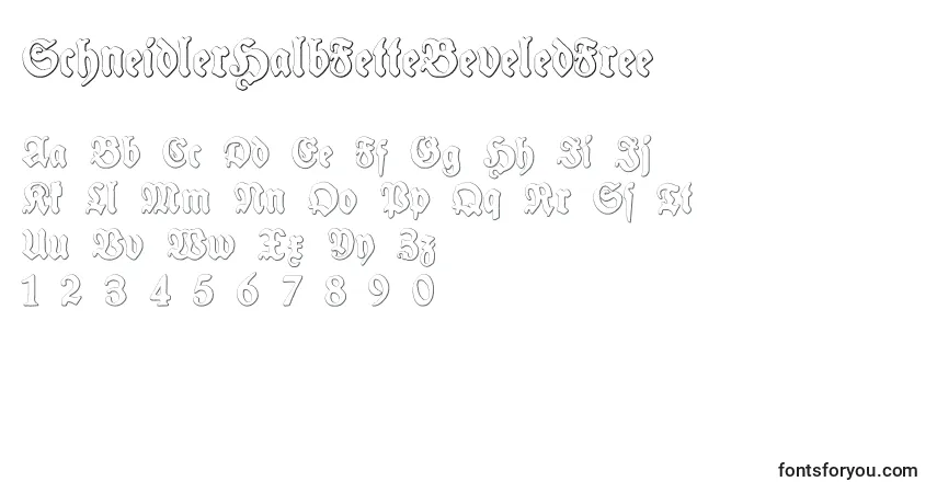 Fuente SchneidlerHalbFetteBeveledFree (106682) - alfabeto, números, caracteres especiales
