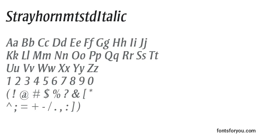 Fuente StrayhornmtstdItalic - alfabeto, números, caracteres especiales