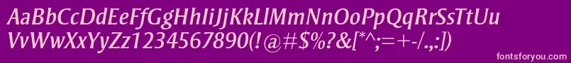 StrayhornmtstdItalic Font – Pink Fonts on Purple Background