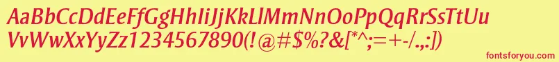 StrayhornmtstdItalic Font – Red Fonts on Yellow Background