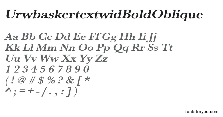 Шрифт UrwbaskertextwidBoldOblique – алфавит, цифры, специальные символы