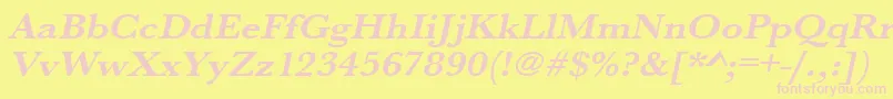 UrwbaskertextwidBoldOblique Font – Pink Fonts on Yellow Background