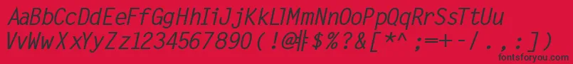MicrofineSsiBoldItalic Font – Black Fonts on Red Background