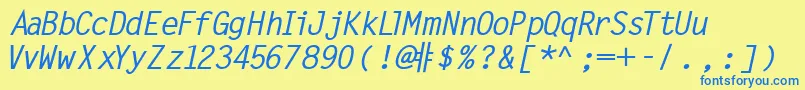 MicrofineSsiBoldItalic Font – Blue Fonts on Yellow Background