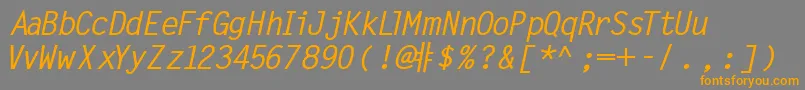 MicrofineSsiBoldItalic Font – Orange Fonts on Gray Background