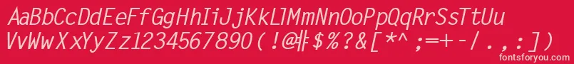 MicrofineSsiBoldItalic Font – Pink Fonts on Red Background