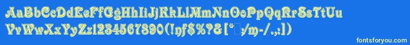 VictorianInlineShadedLetPlain.1.0 Font – Yellow Fonts on Blue Background