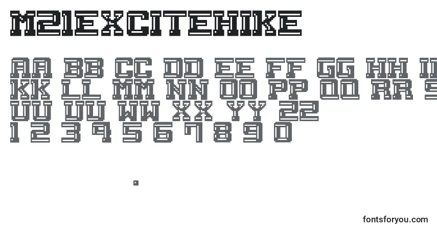 Czcionka M21ExciteHike – alfabet, cyfry, specjalne znaki