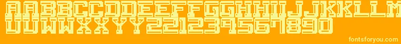 Czcionka M21ExciteHike – żółte czcionki na pomarańczowym tle
