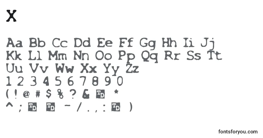 Schriftart X – Alphabet, Zahlen, spezielle Symbole