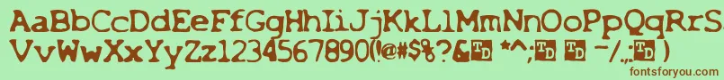 X Font – Brown Fonts on Green Background