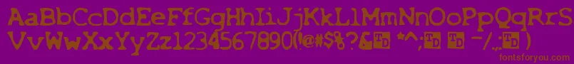 フォントX – 紫色の背景に茶色のフォント