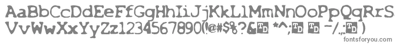 X-fontti – harmaat kirjasimet valkoisella taustalla