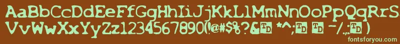 X Font – Green Fonts on Brown Background