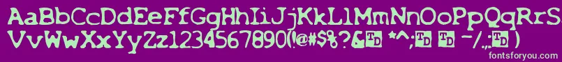 X Font – Green Fonts on Purple Background