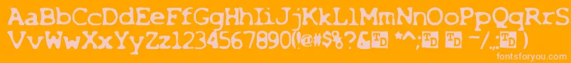 X-Schriftart – Rosa Schriften auf orangefarbenem Hintergrund