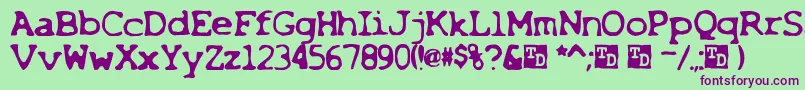 X Font – Purple Fonts on Green Background