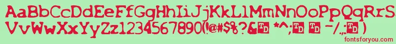 X Font – Red Fonts on Green Background