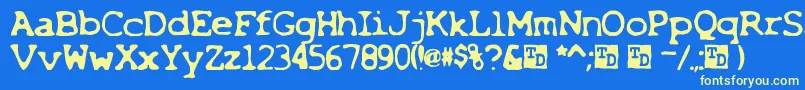 X Font – Yellow Fonts on Blue Background