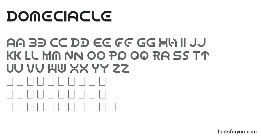 A fonte DomeCircle – alfabeto, números, caracteres especiais