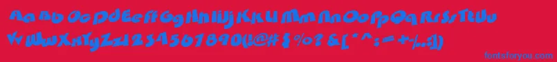 SaturdayMorningTelevision-Schriftart – Blaue Schriften auf rotem Hintergrund
