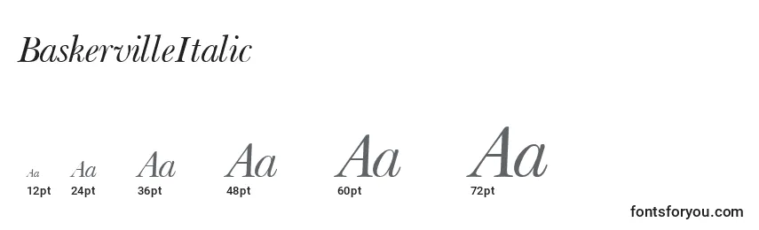 BaskervilleItalic Font Sizes