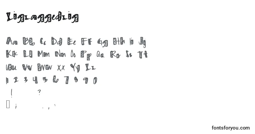 A fonte Zigzaggedzig – alfabeto, números, caracteres especiais