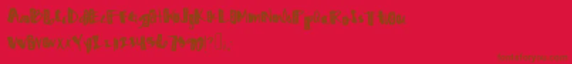 Zigzaggedzig-Schriftart – Braune Schriften auf rotem Hintergrund