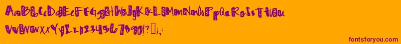 Zigzaggedzig-Schriftart – Violette Schriften auf orangefarbenem Hintergrund