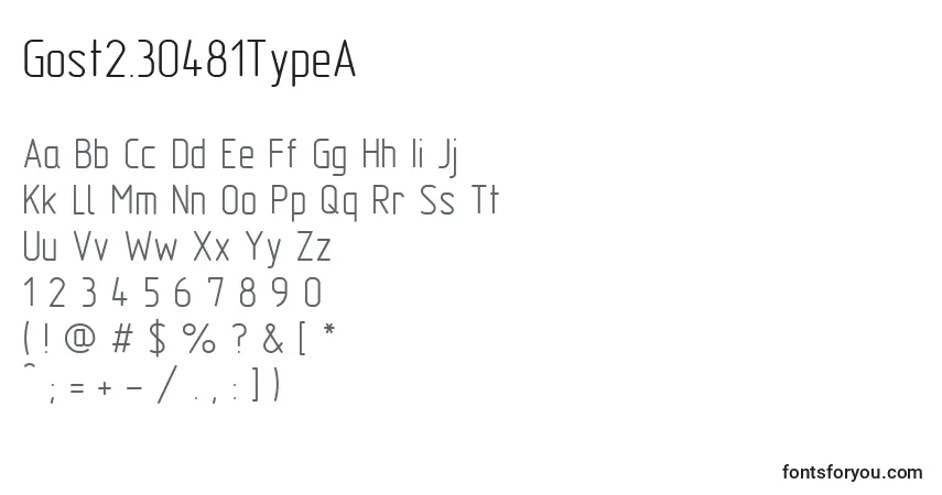 Schriftart Gost2.30481TypeA – Alphabet, Zahlen, spezielle Symbole