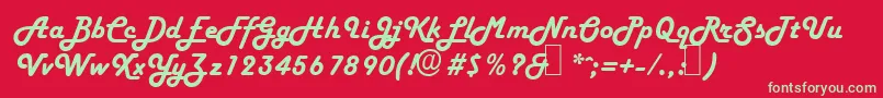 H652ScriptRegular Font – Green Fonts on Red Background