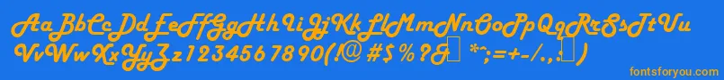 H652ScriptRegular Font – Orange Fonts on Blue Background