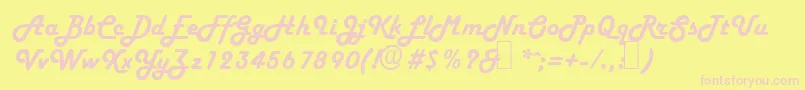 H652ScriptRegular Font – Pink Fonts on Yellow Background