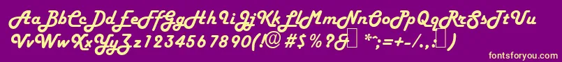 H652ScriptRegular Font – Yellow Fonts on Purple Background