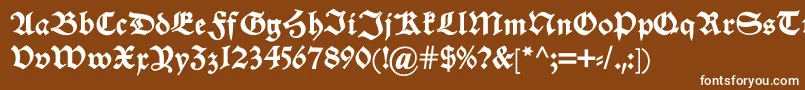 フォントAlteschwabacherdemi – 茶色の背景に白い文字