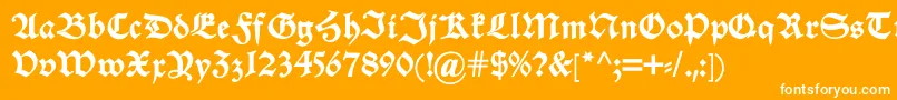 フォントAlteschwabacherdemi – オレンジの背景に白い文字