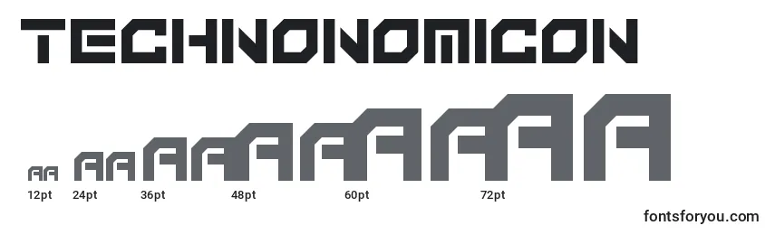 Размеры шрифта Technonomicon