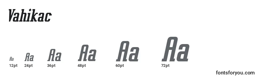 Размеры шрифта Vahikac