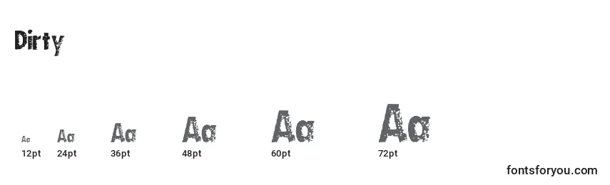 Dirty (106705) Font Sizes