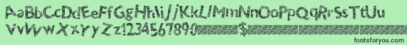 フォントThundercrack – 緑の背景に黒い文字